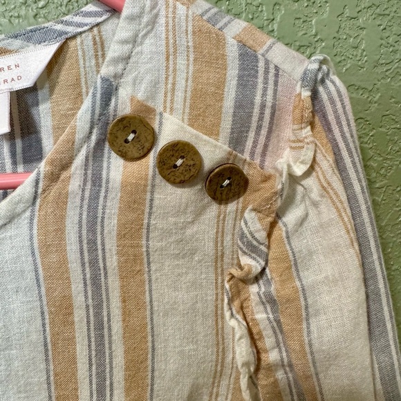 LC Lauren Conrad Striped Blouse - White, Tan, Gray - Picture 4 of 5